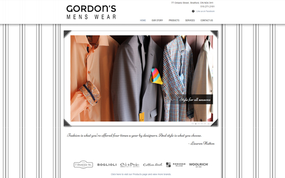 Portfolio - Gordon's Mens Wear custom website design & development